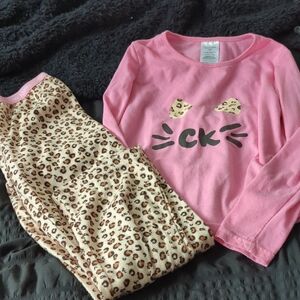 Calvin Klein Pink and Leopard Kids Pajama Set